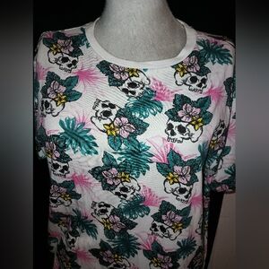 Floral Skull Print T-Shirt